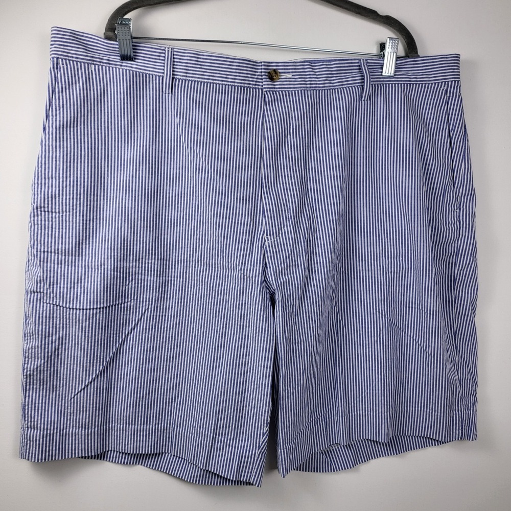Polo Ralph Lauren Shorts Mens 42 Blue & White Seersucker Striped‎ Chino Stretch